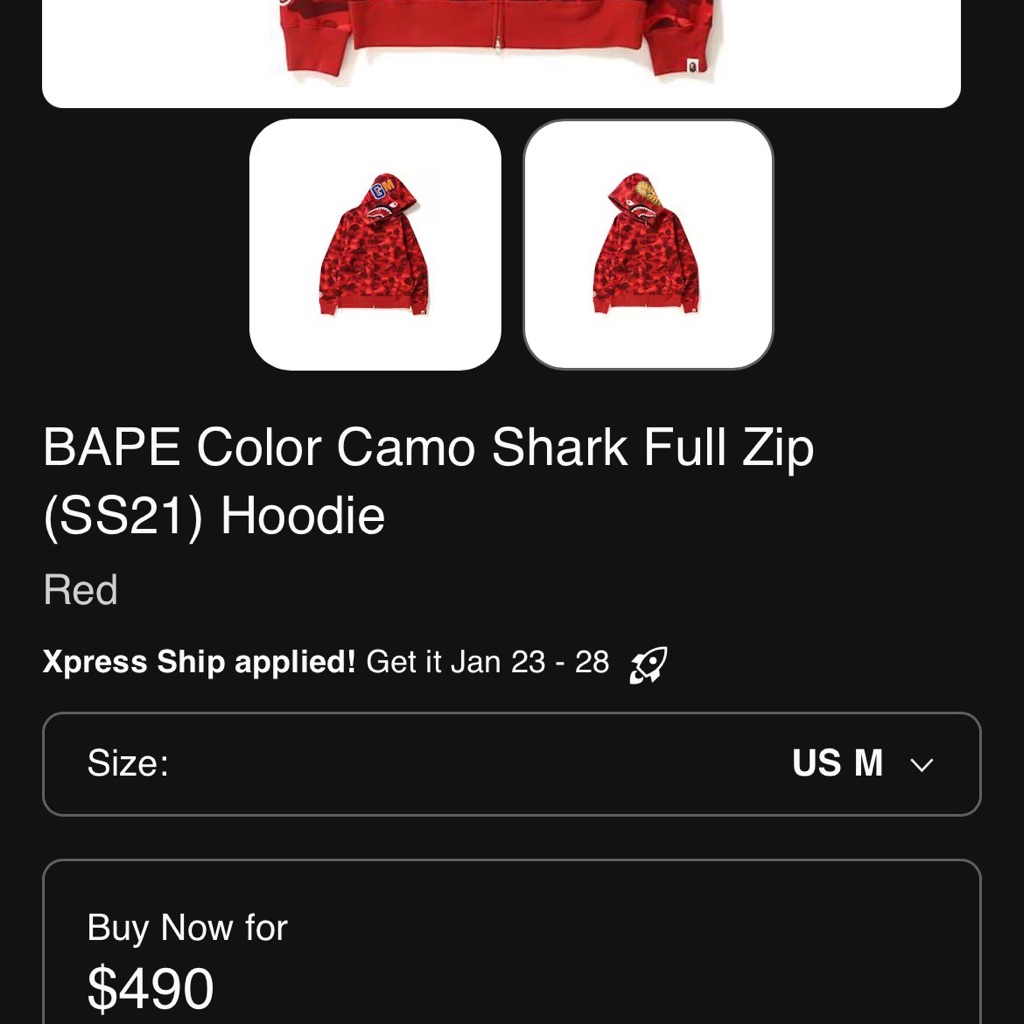 Bape Red And Black Camo Hoodie